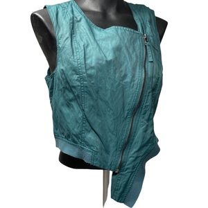 Stella Carakasi Asymmetrical Zip Vest Size Small Teal Green